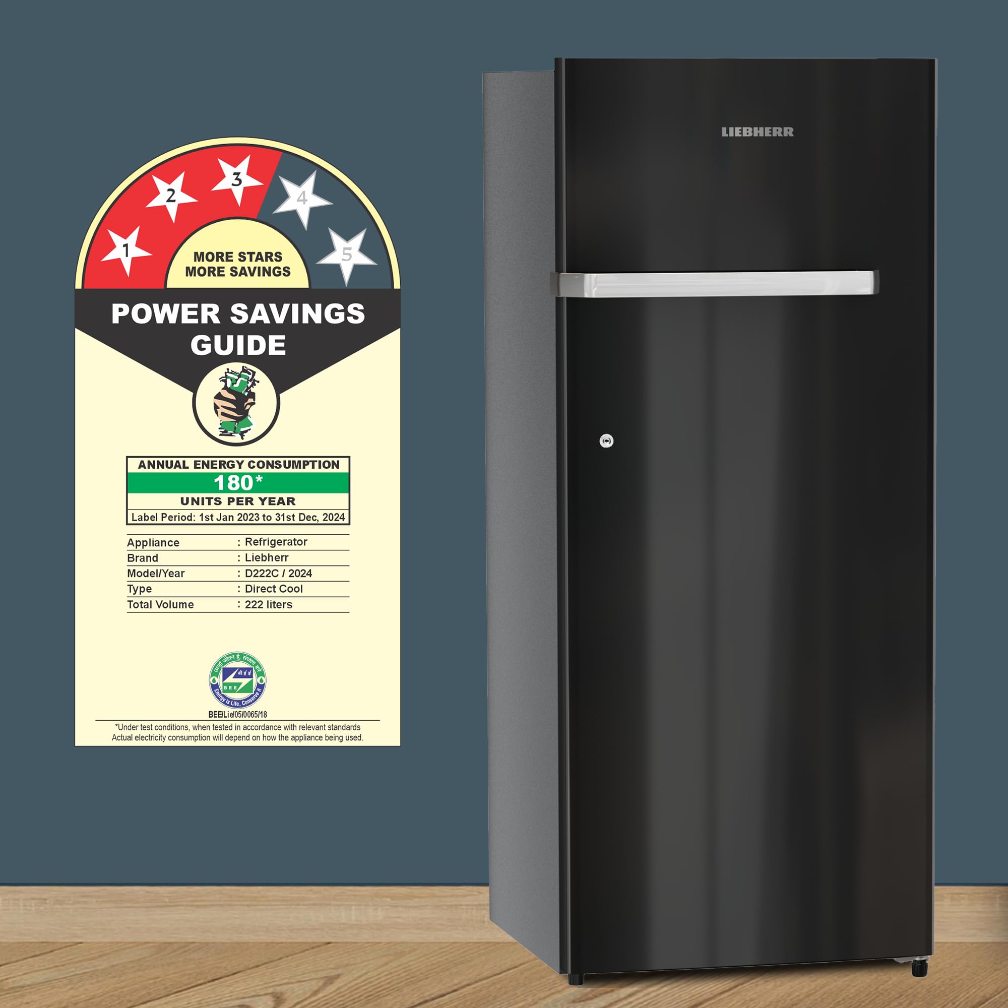 Liebherr 222L 3 Star Inverter, Direct Cool, Bar Handle, Single